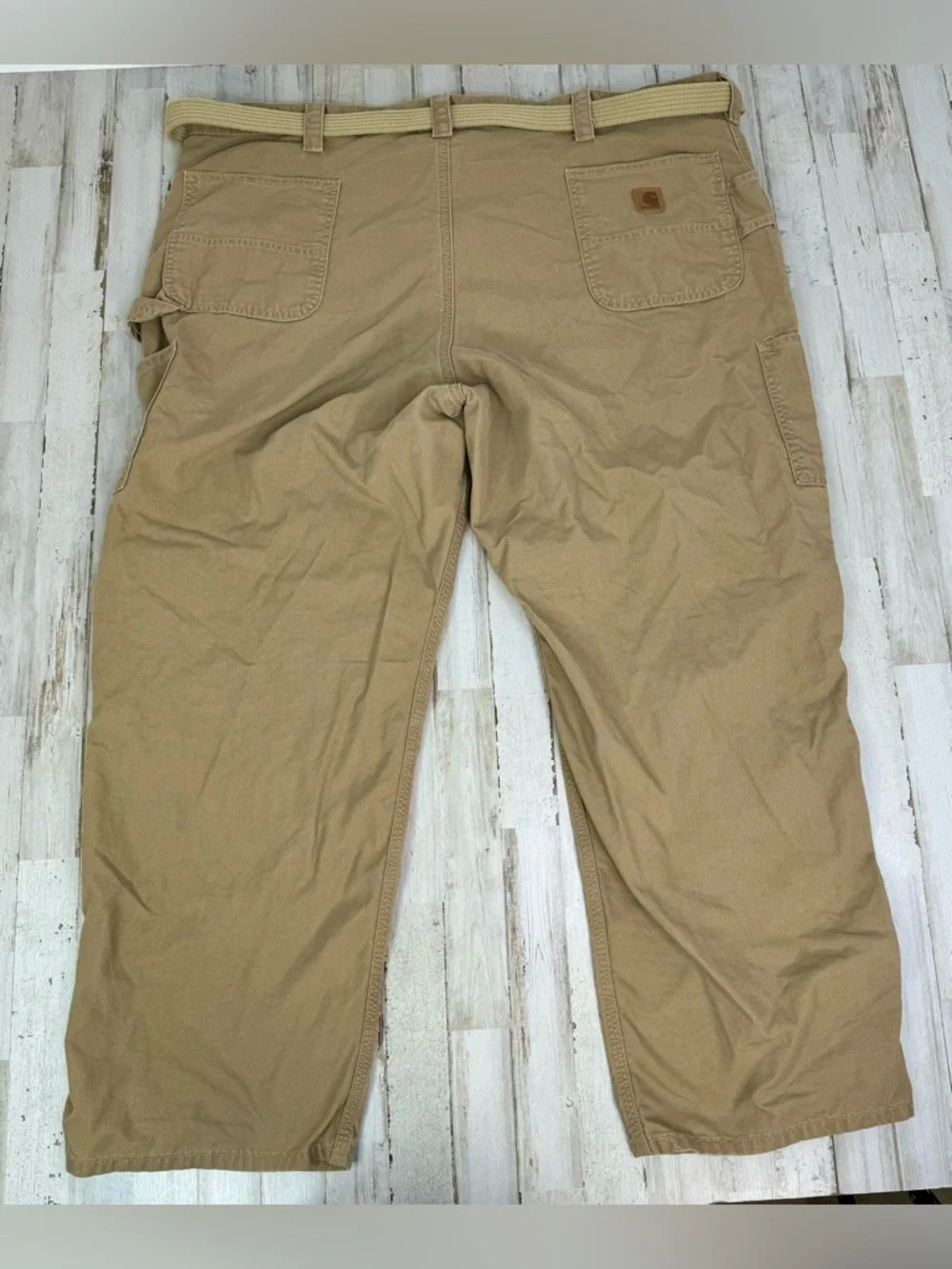 Carhartt Men's Tan Carpenter Cargo Tan Pants Size 48x31 Loose Fit